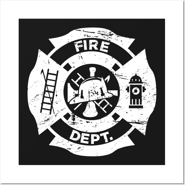 Distressed Firefighter Logo Wall Art by MeatMan